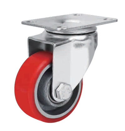 Medium Duty Red PU Cast Iron Caster Series